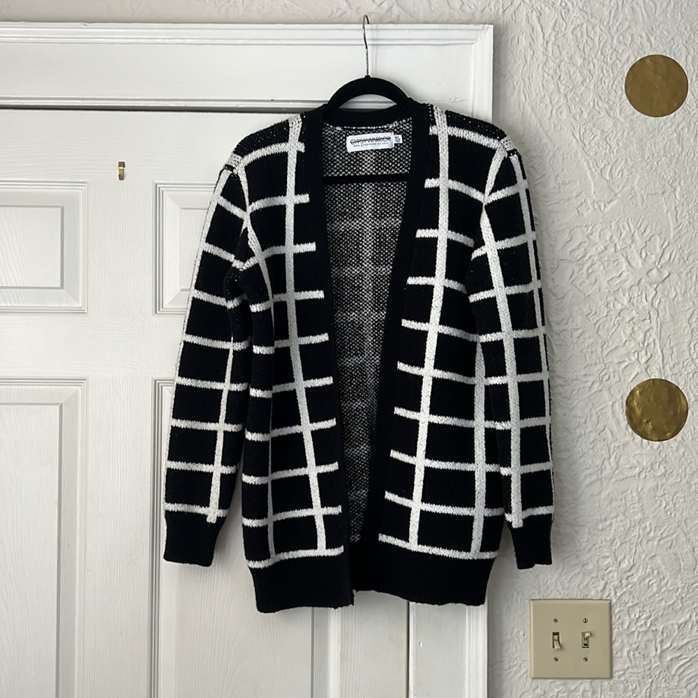 Windowpane Knit Cardigan